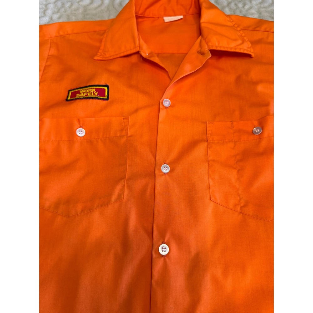 Vintage 80s Caltrans Safety Orange Work Shirt Utility Heritage Workwear USA - Picture 6 of 12